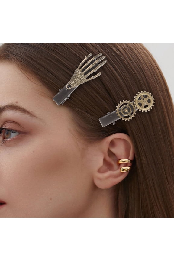 2pcs Hair Clips Assorted Color Skull Hand Clip for Costume Events