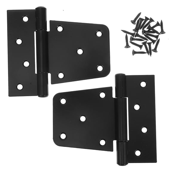 HONMEET 2-Pack Heavy Duty Black Metal Shed Door Hinges for Outdoor and Commercial Use, and Weather Resistant