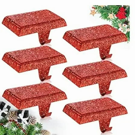 HONMEET 2pcs Heavy Duty Metal Mantle Stocking Holders - Fireplace Mantel Hooks for Christmas Holiday Party Decorations