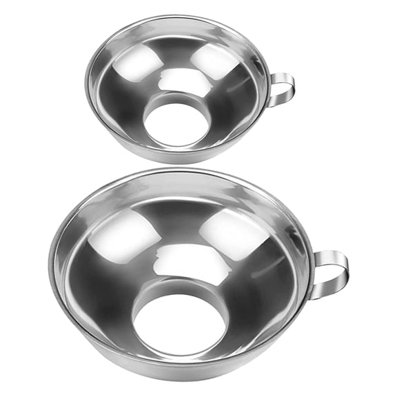 HONMEET 2-Pack Stainless Steel Filling Funnels with Ergonomic Handles for Kitchen, Bar, and Home Use
