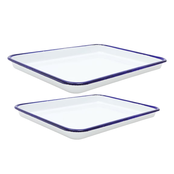 HONMEET 2-Piece Enamel Baking Pan Set White Oven Safe Non-Stick Kitchen Bakeware