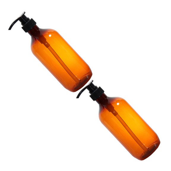 HONMEET Set of 2 Refillable Brown Plastic Pump Bottles for Shampoo, Lotion, and Daily Liquid Storage