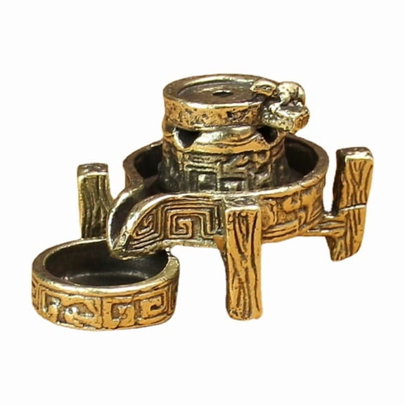 HONMEET 2pcs Vintage Incense Burner: Brass Backflow Censer Decoration With Stone Mill Design - Tea Room Incense Burner Decor For Yoga And Meditation