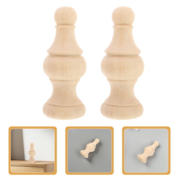 HONMEET Set of 2 Khaki Wood Curtain Rod Finials Decorative End Caps for Flagpoles Bed Posts and Home Decor