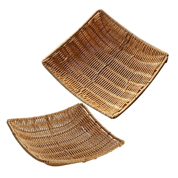 HONMEET Woven Fruit Basket with Coffee-Colored Plastic Base and Non- Design for Kitchen, Serving, and Home Use