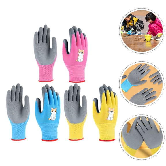 HONMEET Digging Gloves Latex Yellow Cat 3 Pairs