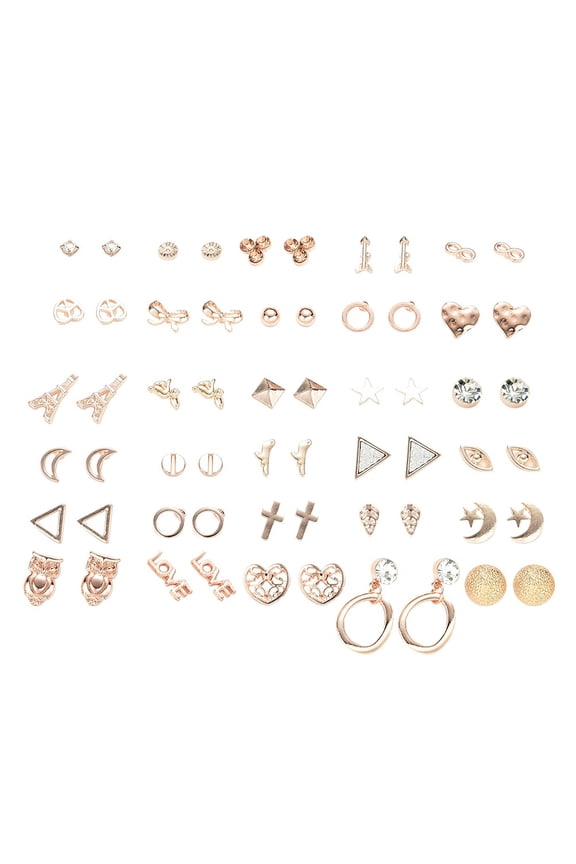30 Pairs Geometric Earrings Set for Women, Assorted Colors, Stylish Daily Wear Jewelry Collection