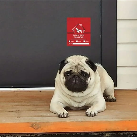 HONMEET Fire Stickers for Pets, Red Adhesive Door and Window Labels, and Easy to Use