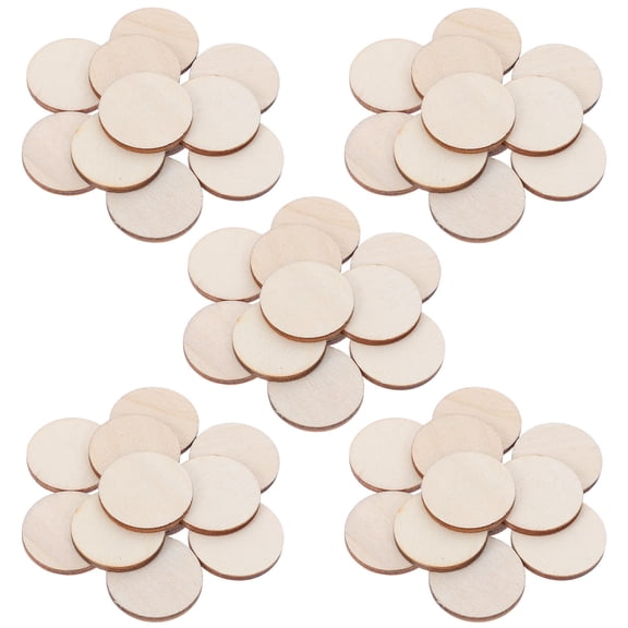 HONMEET 300Pcs Unfinished Wood Circle Round Discs Khaki Natural Craft Ornaments for Painting