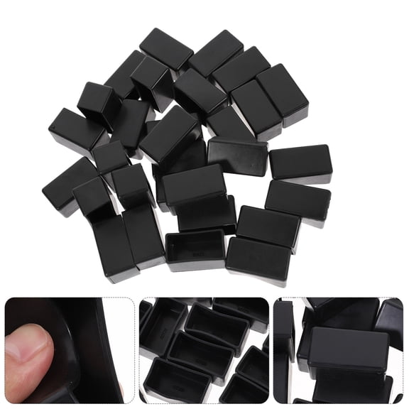 HONMEET 30Pcs Chair Feet Tips Black Square Simple Design for Living Room 5.3X2.9in