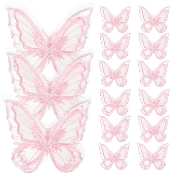 HONMEET Pink Butterfly Patches for Clothing and Accessories 30Pcs