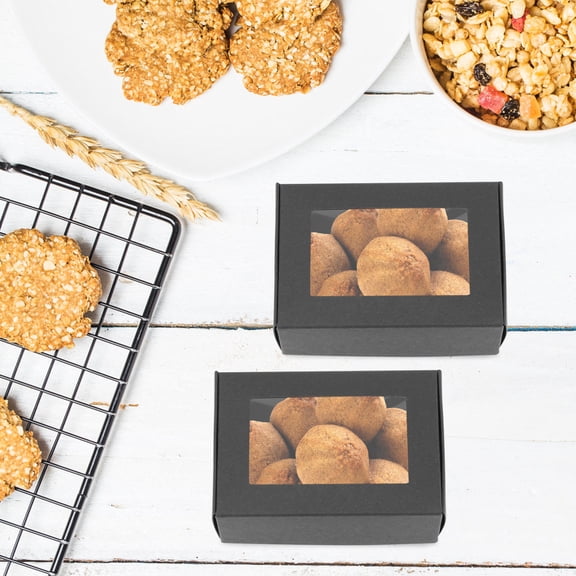 HONMEET 30Pcs Kraft Soap Packaging Boxes Black with Window for Small Party Treats and Storage