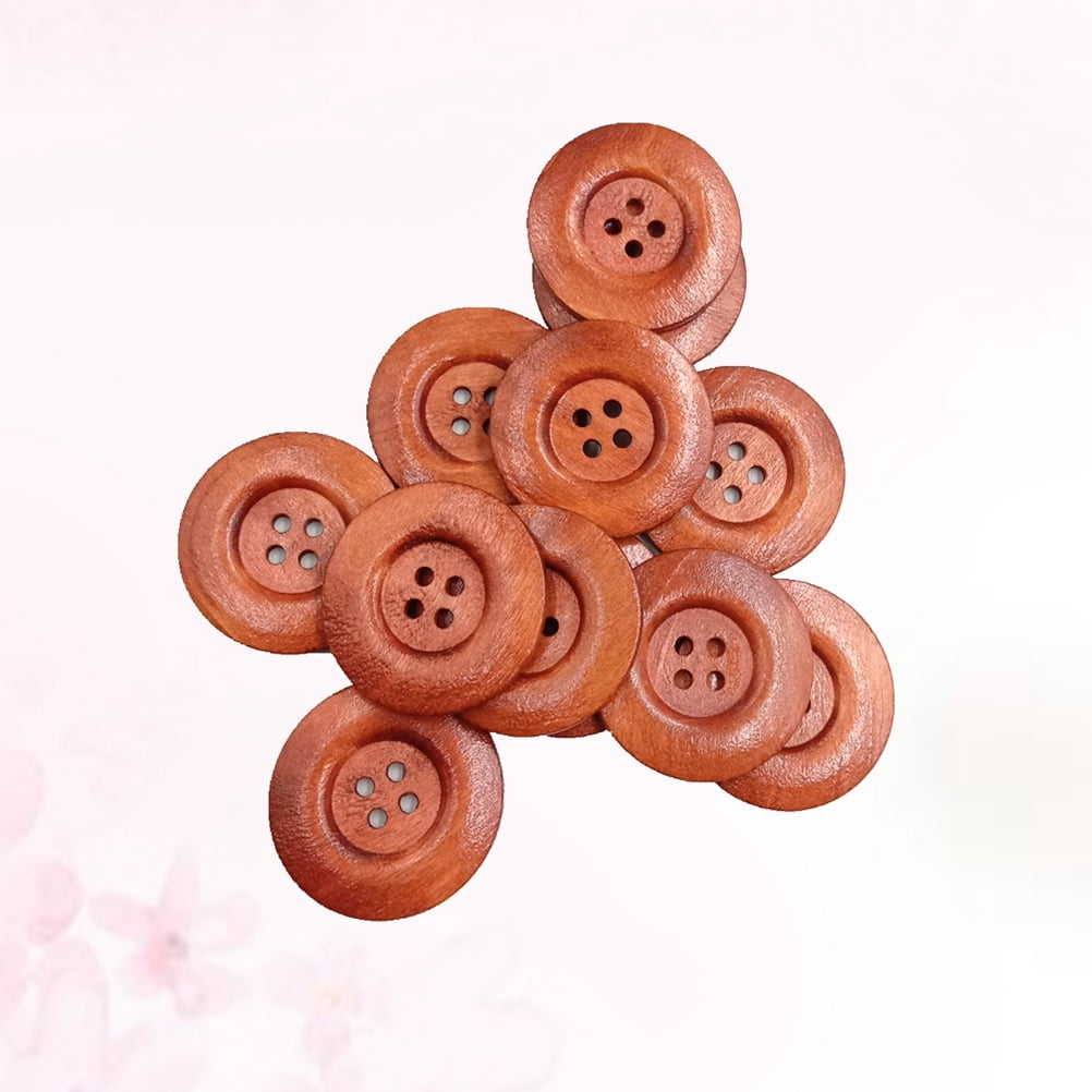 HONMEET 30Pcs Round Shaped Buttons for Crafters in Coffee Wood for ...