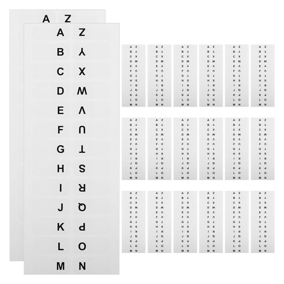 HONMEET 30Sheets Alphabet File Label Stickers White Self Adhesive for Paper Wood Plastic Metal Surfaces