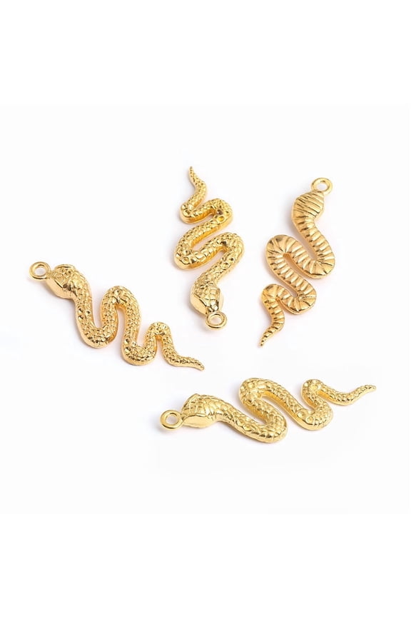 30Pcs Vintage Style Snake Charm Pendants Zinc Alloy Animal Jewelry Making Supplies Accessories