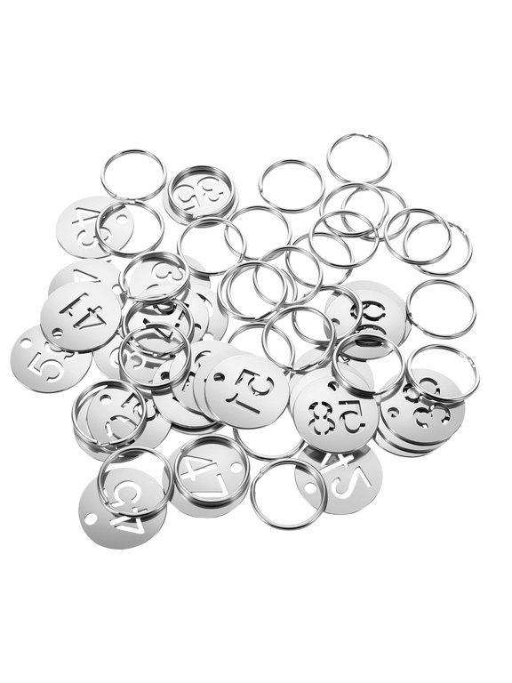 30pcs Metal round Number Tags with Split Rings, Stainless Steel Key