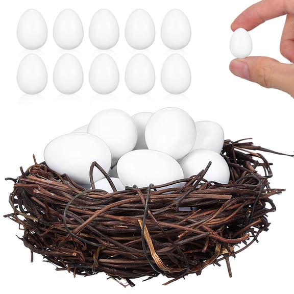 HONMEET 30pcs Plastic Quail Eggs for Hatching Aid White Fake Eggs for Pet Birds Use