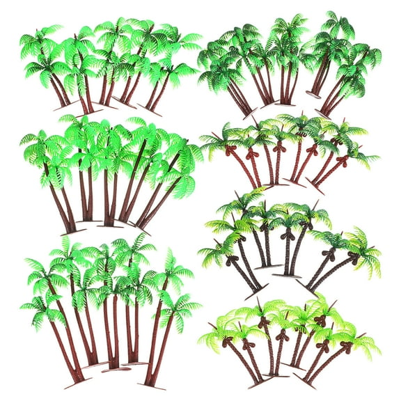 HONMEET 31 Pcs Mini Palm Tree Models Plastic Coconut Trees for Diorama Decoration and Craft Projects