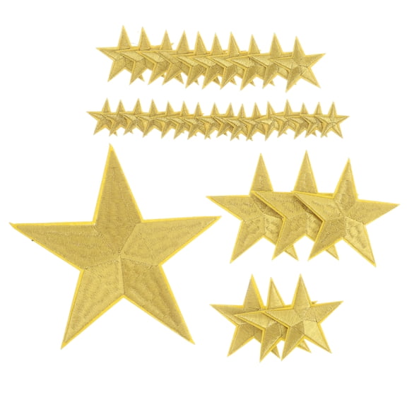 HONMEET 32Pcs Cute Iron on Patches Golden Star Embroidered Applique for Sewing Clothes Jackets Hats