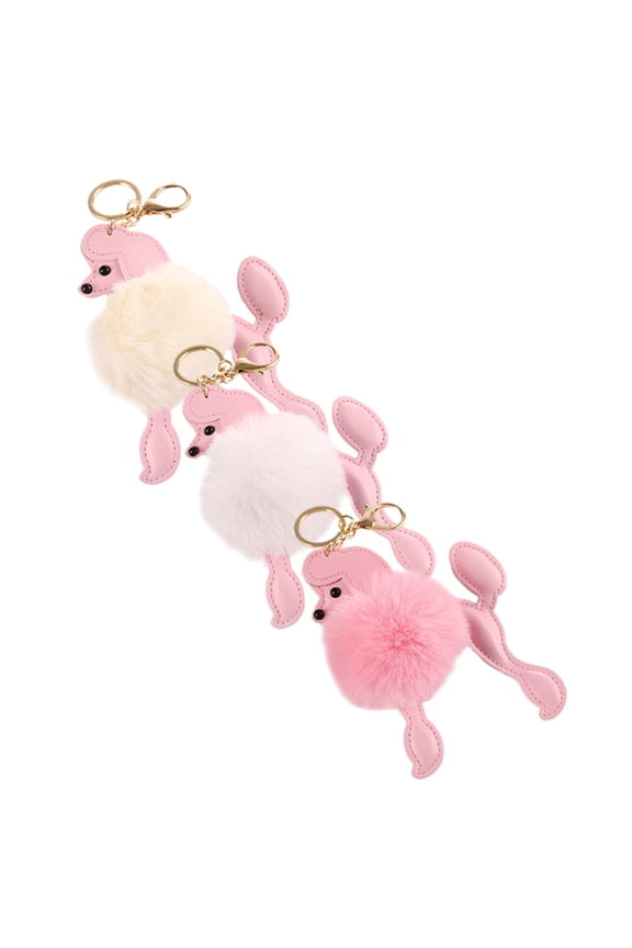3Pcs Assorted Color Dog Shape Key Ring Decor for Bag Hanging