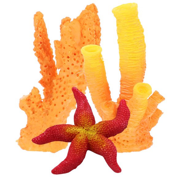 HONMEET 3Pcs Assorted Color Sea Star Resin Coral Figurines for Desktop Aquarium and Room Decoration