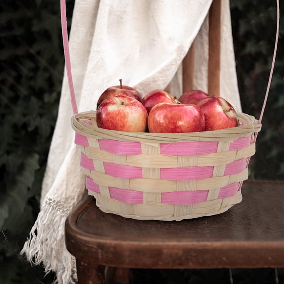 HONMEET Egg Baskets Woven Bamboo Basket Assorted Color 3Pcs 8.7X5.9X5.9In