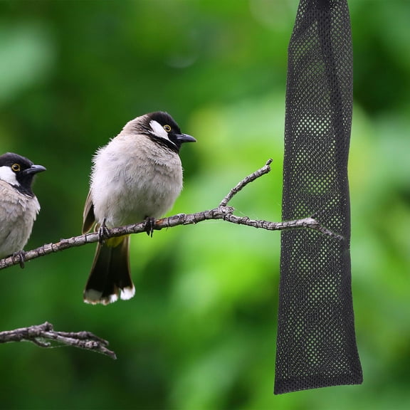 HONMEET 3-Pack Bird Feeding Mesh Bags with Drawstring, Nylon Hanging Seed Storage Bags for Wild Birds