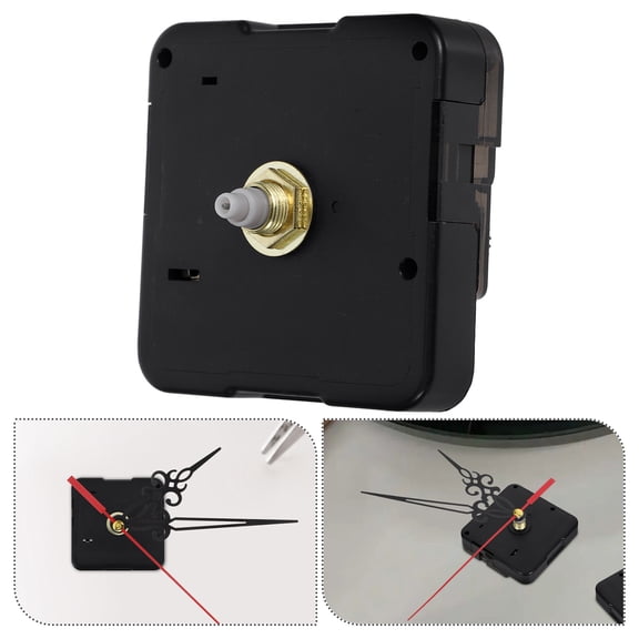 HONMEET 3-Piece Black ABS Clock Movement Kit for Quiet, Precise Timekeeping - Perfect for Bedroom, Office, Clock Projects