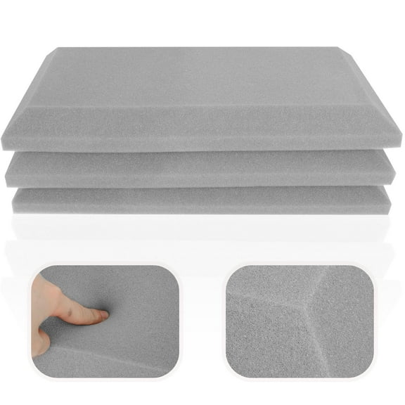 HONMEET 3-Pack Grey Acoustic Sound Absorbing Panels for Home Office Insulation Sponge