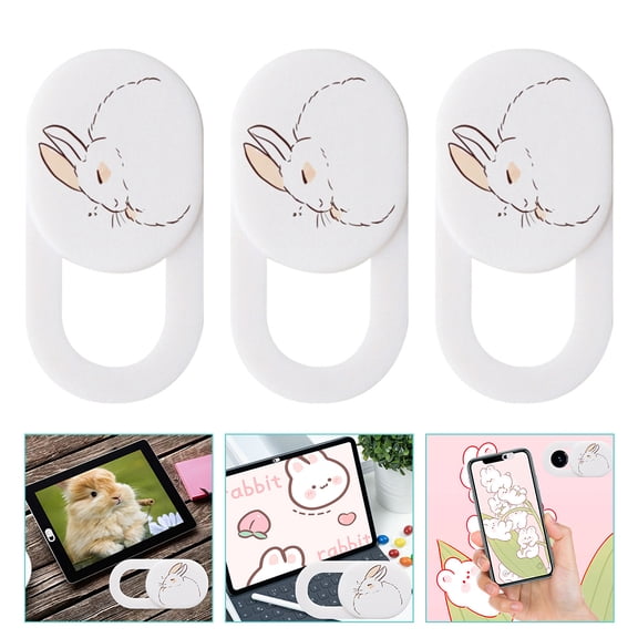 HONMEET 3Pcs Camera Shield Cover White Slide to Open Close Self Adhesive for Phone and Laptop