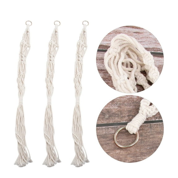 HONMEET 3Pcs Cotton Flowerpot Hanging Net Bags Hand Knitted String Design for Decor and Plant Holders