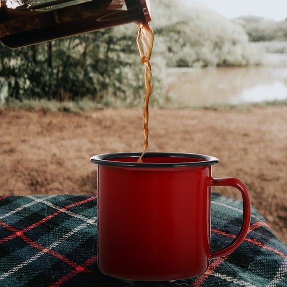 HONMEET 3-Piece Vintage Enamel Mugs Set, Assorted Colors, Retro Design for Hot and Cold Beverages