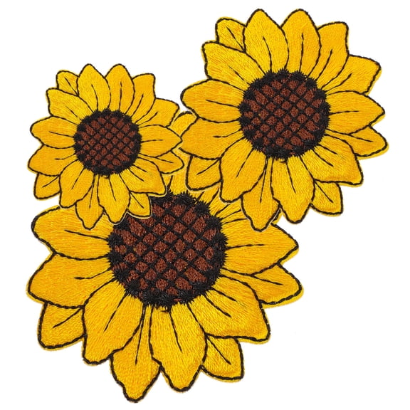 HONMEET 3 Pieces Sunflower Embroidered Applique Sewing Patches for Clothes with Detailed Thread Work