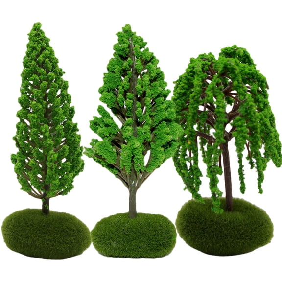 HONMEET 3-Piece Green Tree Scenery Models for Realistic Landscape, Diorama Accessories, and Detailed Scene Layout Decoration