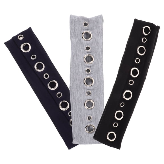 HONMEET 3Pcs Multi Color Elastic Cloth Goth Headbands with Grommet Holes for Music Festival and Party Accessories