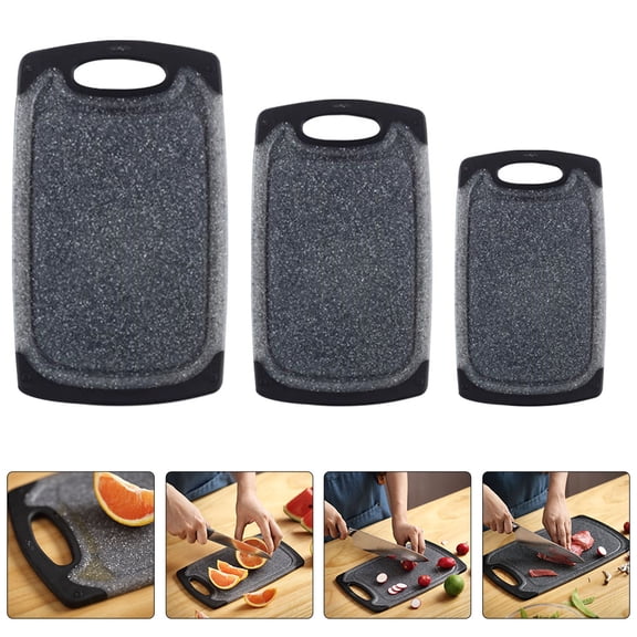 HONMEET 3-Piece Kitchen Cutting Board Set, Black Imitation Marble, PP Material, Wear Resistant, Hangable for Easy Storage