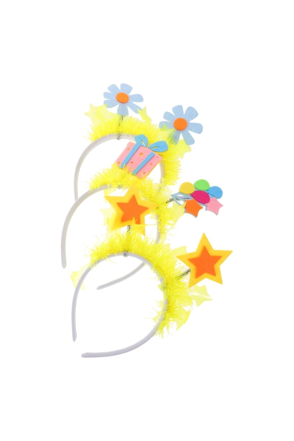 3Pcs LED Star Hair Bands with Glitter and Balloon Designs for Bachelorette and Festival Use