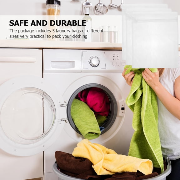 HONMEET 3Pcs Mesh Laundry Bags Set White for Machine Washing Clothes