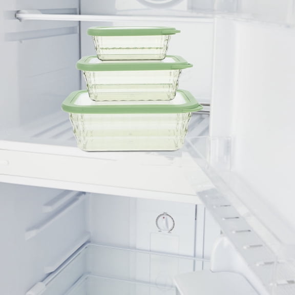 HONMEET 3Pcs Light Green Storage Boxes for Food Keeping and Vegetable Organization in Kitchen