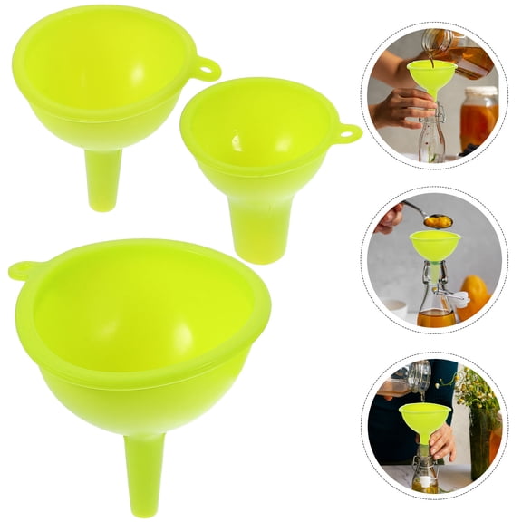 HONMEET Kitchen Funnel Conical Design Green Silicone 3-Pcs 9.5X8.5X8.5in