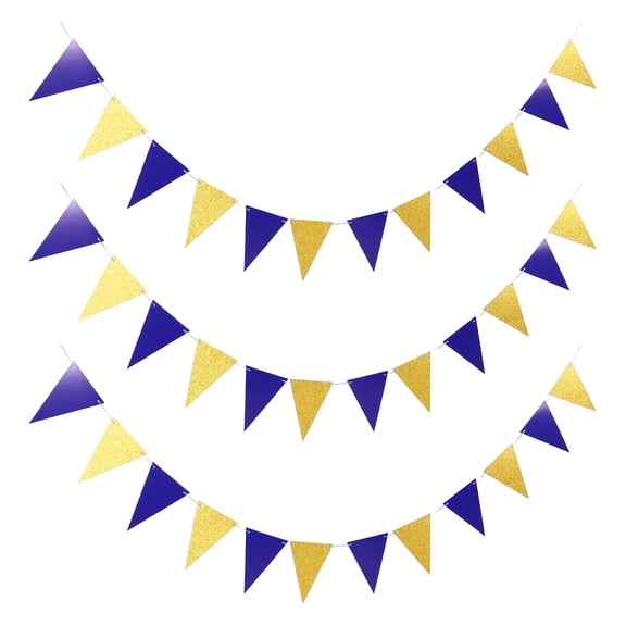 HONMEET 3Pcs Multicolor Triangle Pennant Banner Flags for Birthday Party Decorations and Carnival Themes