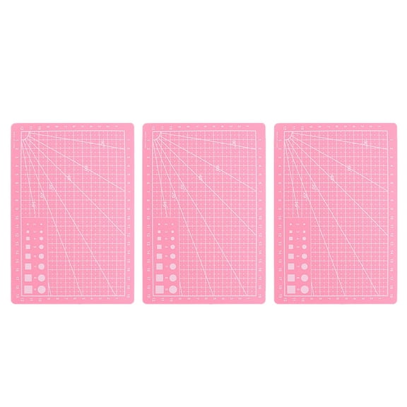HONMEET Dual-Sided Pink Cutting Mat, ABS, Non-Slip, Precise Lines 3Pcs