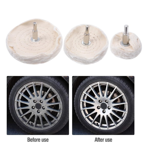 HONMEET 3Pcs Polisher Equipment Buffing Mop Kit Beige Cloth Wheels for Polishing Aluminum Ceramic Glass