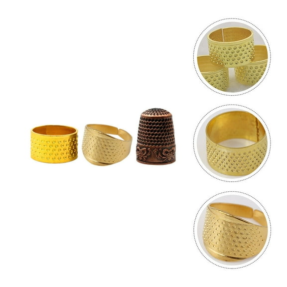 HONMEET 3-Piece Copper Thimble Set with Textured Dent Design for Precise Needle Control and Enhanced Sewing Accuracy
