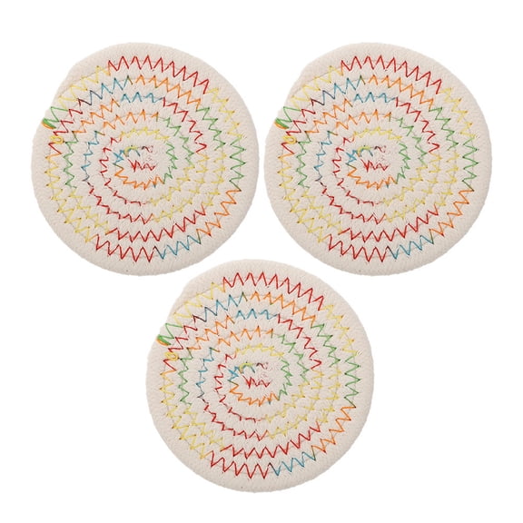HONMEET 3Pcs Square Coasters Multi Colored Cotton Rope Anti Scald Pad for Kitchen and Bar Use