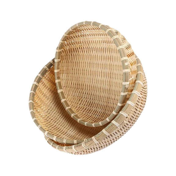 HONMEET 3pcs Round Multipurpose Bamboo Baskets for Kitchen Drainage Storage