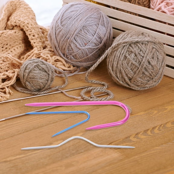 HONMEET 3Pcs U Shaped Knitting Needle Set Aluminum Cable Needle for Sweater and Yarn Projects