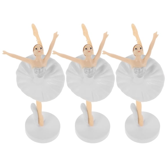 HONMEET Set of 3 White Ballet Dancer Figurines, Elegant Cake Toppers for Birthday, Wedding, Party Decorations