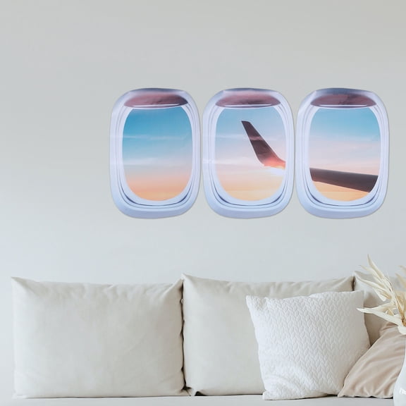 HONMEET 3Pcs Window Stickers Decals Faux Window Decal PVC Wall Decor For Childrens Bedroom