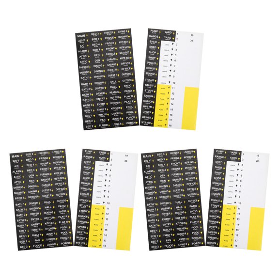 HONMEET 3Sets Professional Breaker Identification Labels Black Electrical Box Stickers for Home